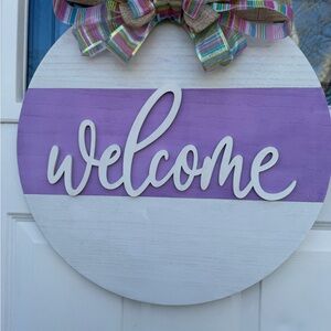 Purple and White door hanger
